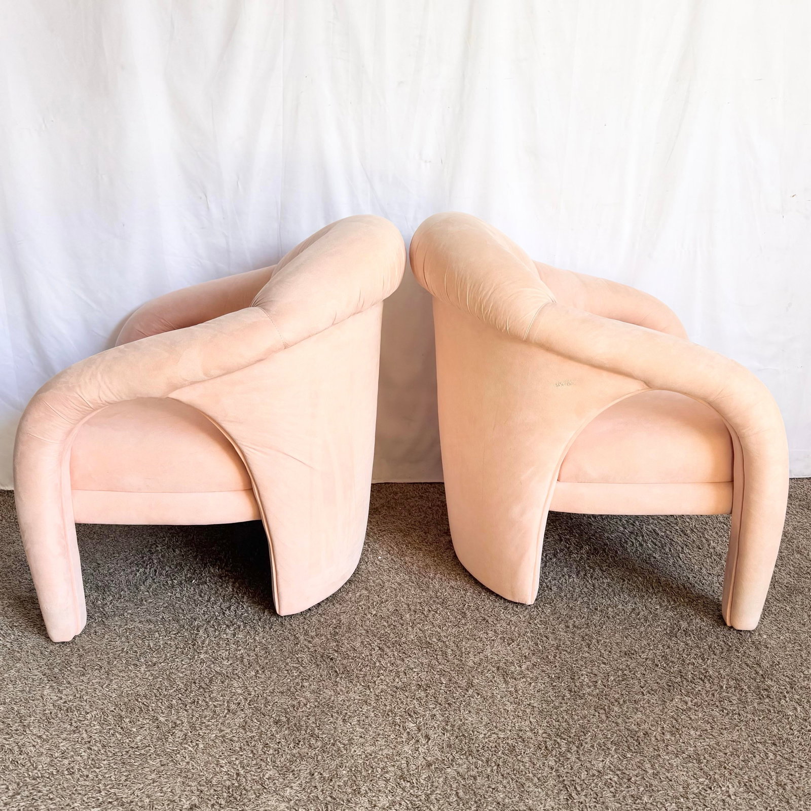 Postmodern Sculpted Pink Lounge Chairs - A Pair - 7