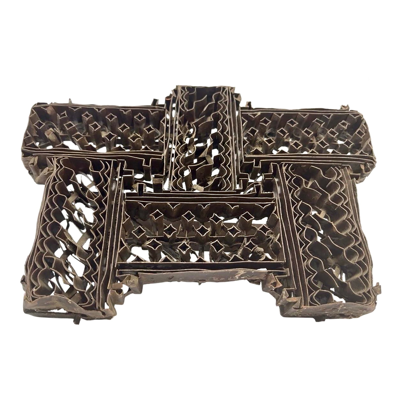 Antique Indonesian Copper Batik Textile Stamp, Tjap: Rare ancient design, unique find. this issn antique Indonesian hand made copper batik textile stamp, known as a Tjap. These stamps are traditionally used in the Indonesian batik process, to dip in mol