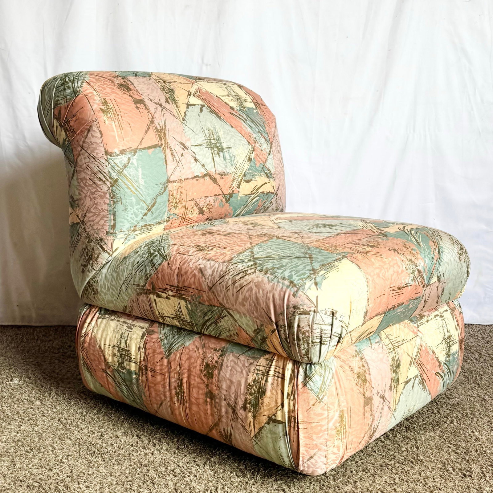 Postmodern Sculpted Upholstered Flared Lounge Chairs - 3