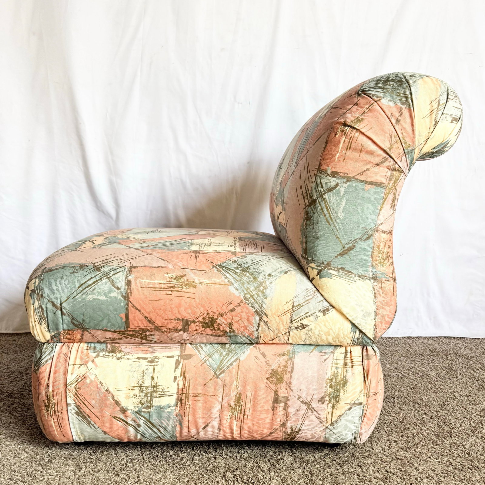 Postmodern Sculpted Upholstered Flared Lounge Chairs - 4