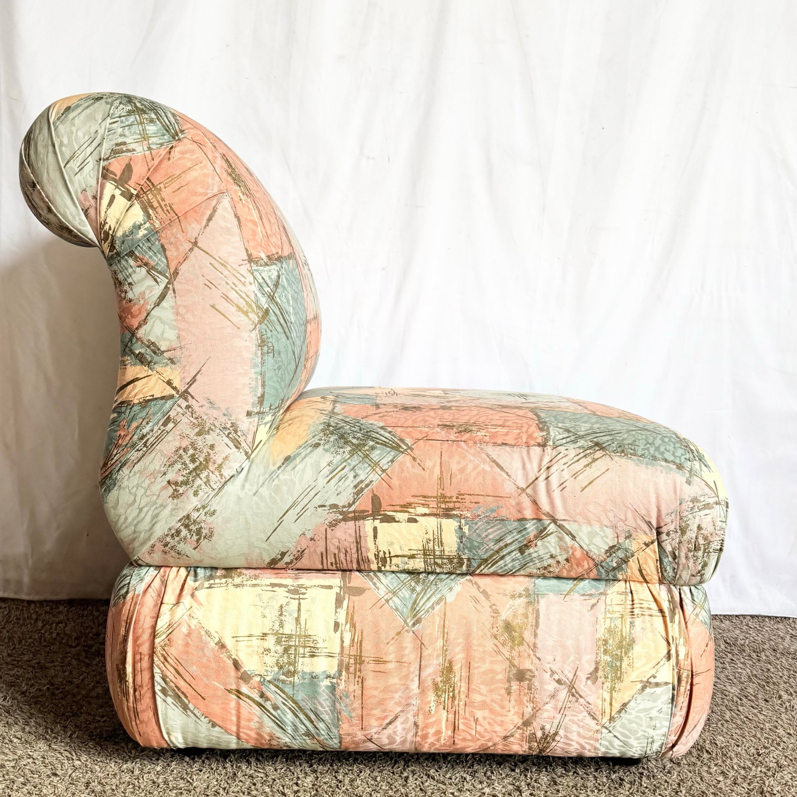 Postmodern Sculpted Upholstered Flared Lounge Chairs - 8