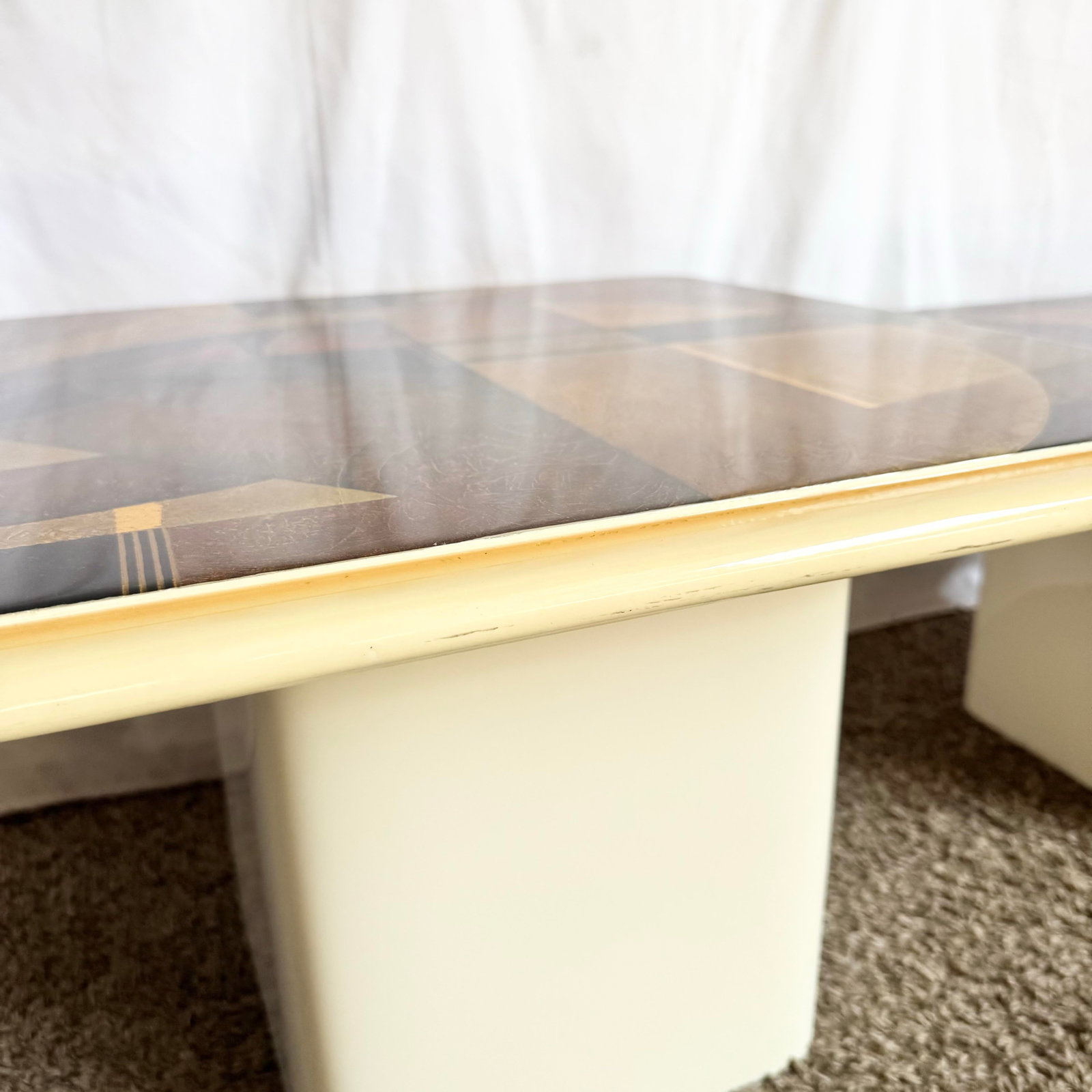 Art Deco Epoxy Top Abstract Square Nesting Tables - Set of 2 - 8