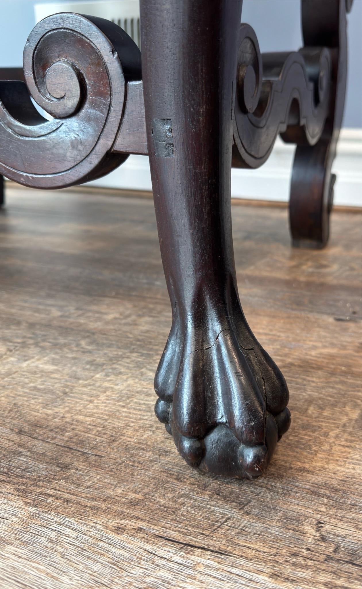 Antique Renaissance Revival Carved Walnut Throne Chair, Cowhide Seat - 16