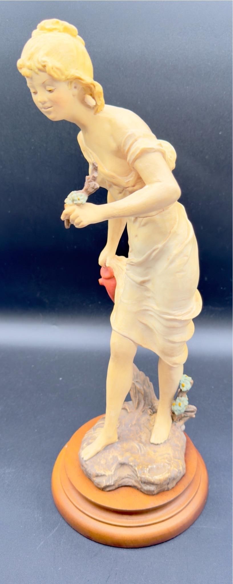 Vintage Capodimonte Chalkware Young Lady Figurine, 17.5" H - 10