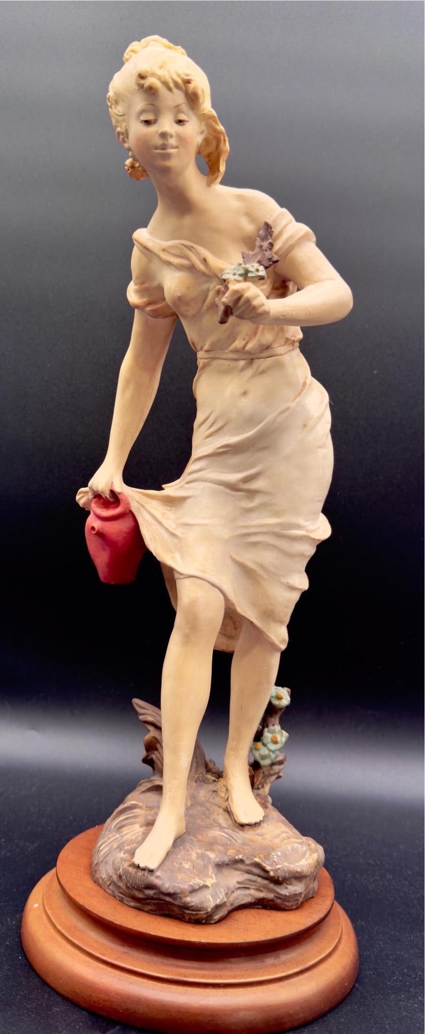 Vintage Capodimonte Chalkware Young Lady Figurine, 17.5" H - 2