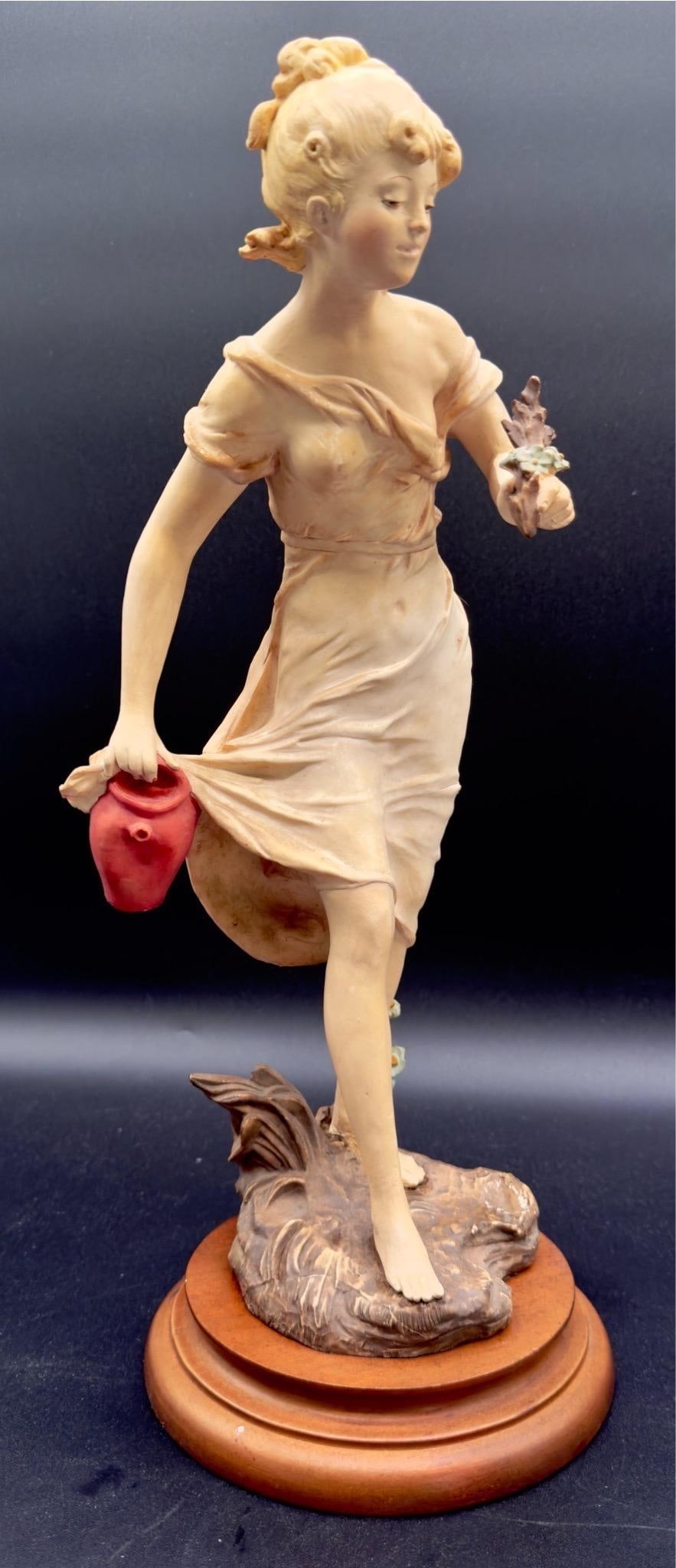Vintage Capodimonte Chalkware Young Lady Figurine, 17.5" H - 3