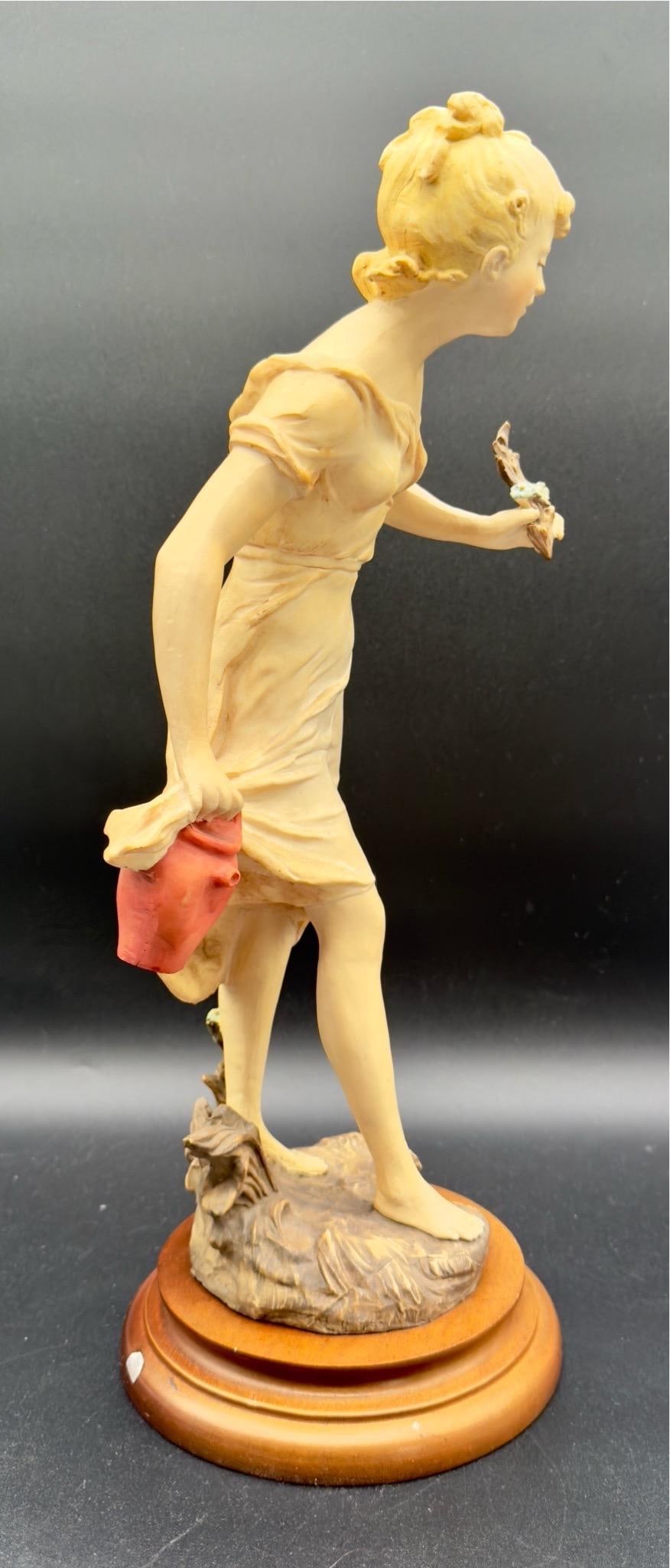 Vintage Capodimonte Chalkware Young Lady Figurine, 17.5" H - 4