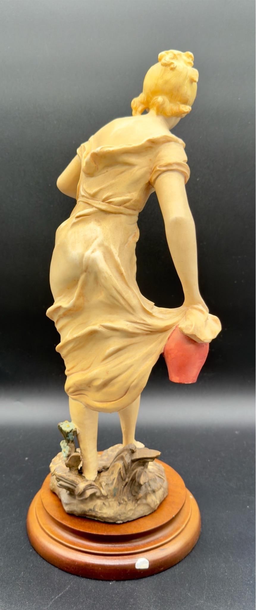 Vintage Capodimonte Chalkware Young Lady Figurine, 17.5" H - 5