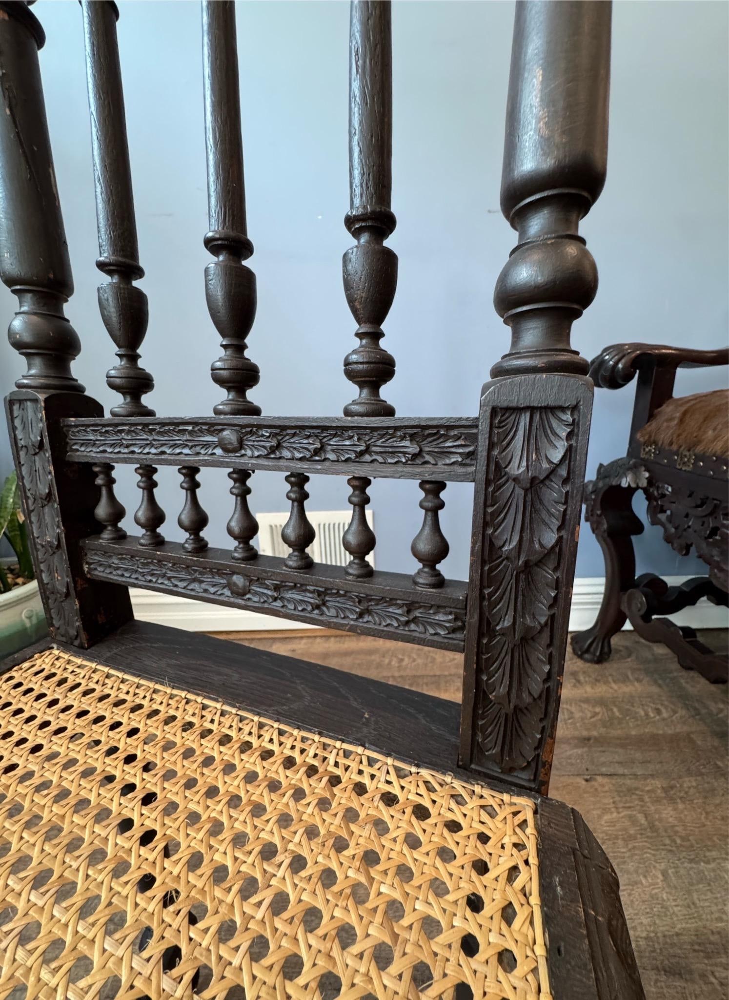 Antique French Renaissance Brittany Caine Chair - 11