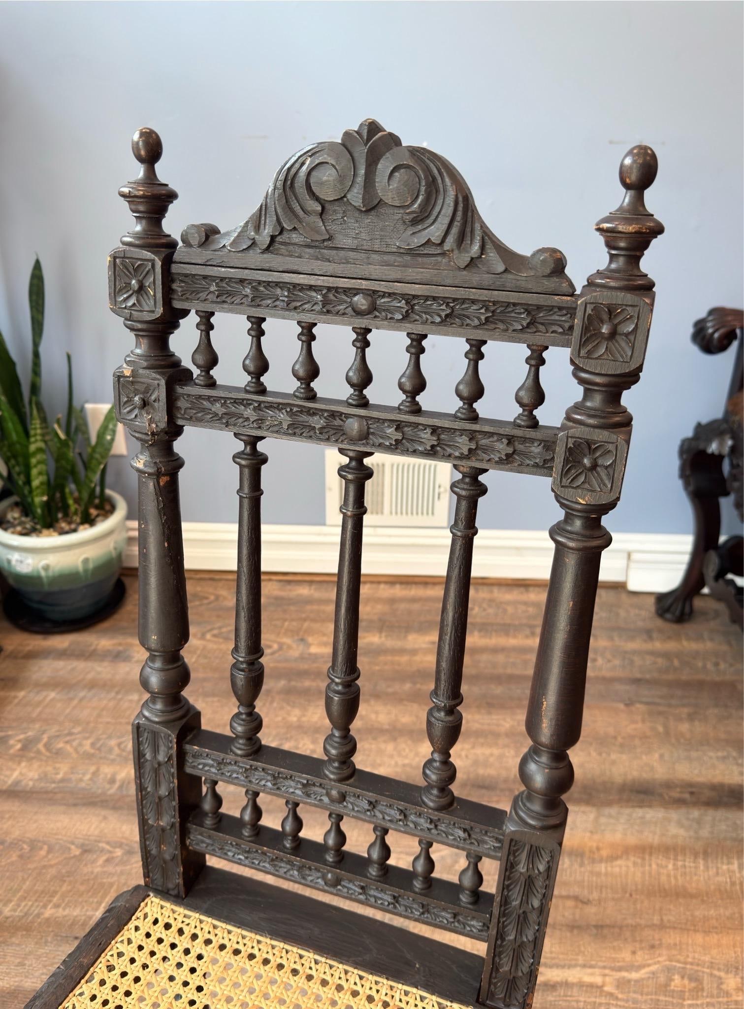 Antique French Renaissance Brittany Caine Chair - 3