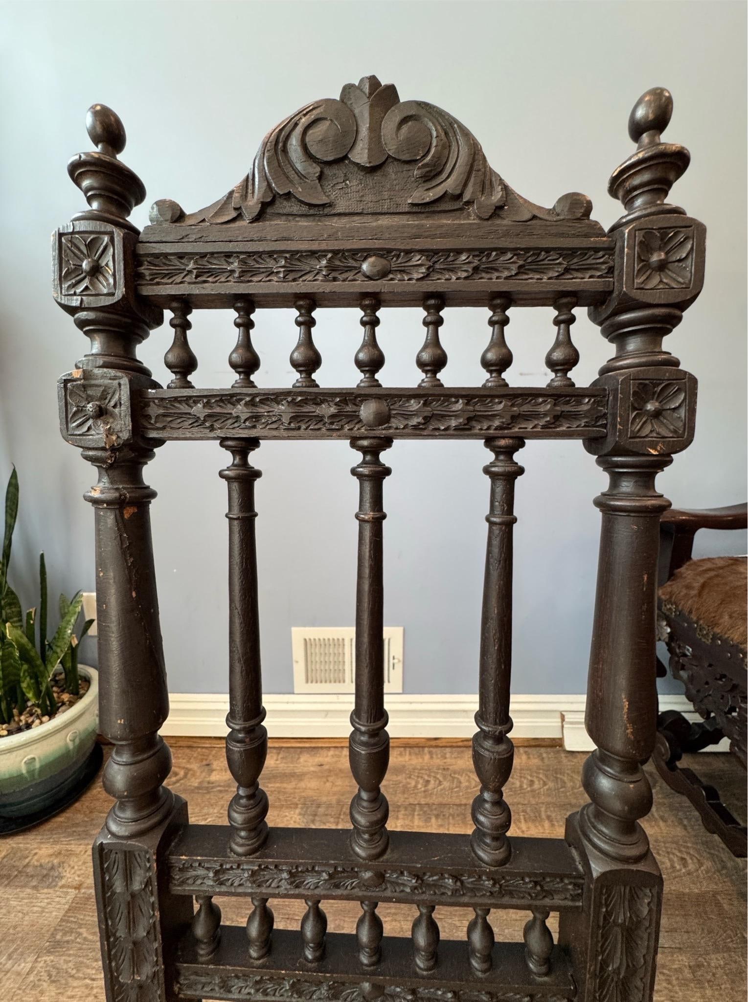 Antique French Renaissance Brittany Caine Chair - 9