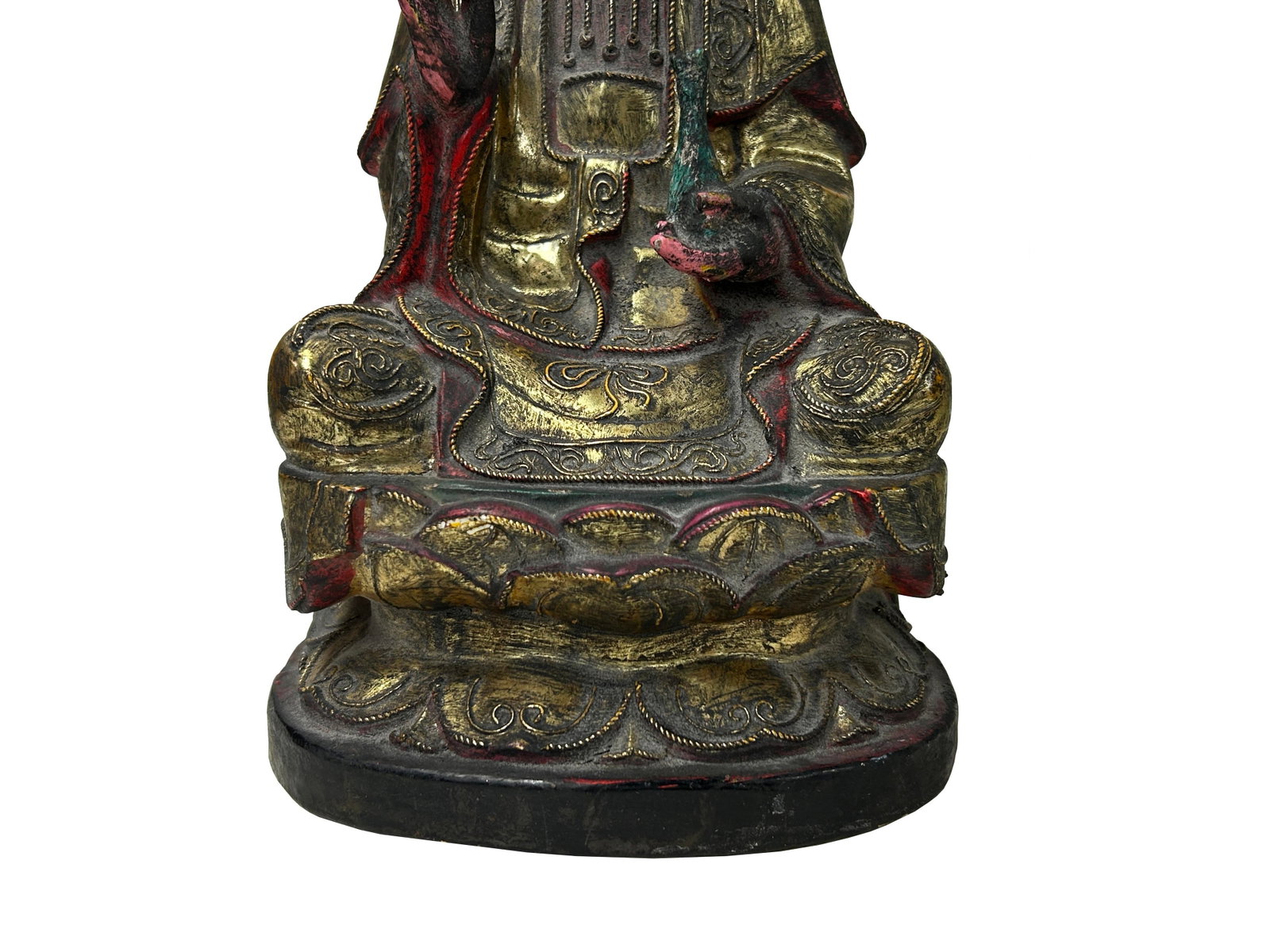 Vintage Chinese Wooden Carved Home Guardian Kwan Yin Figure - 7