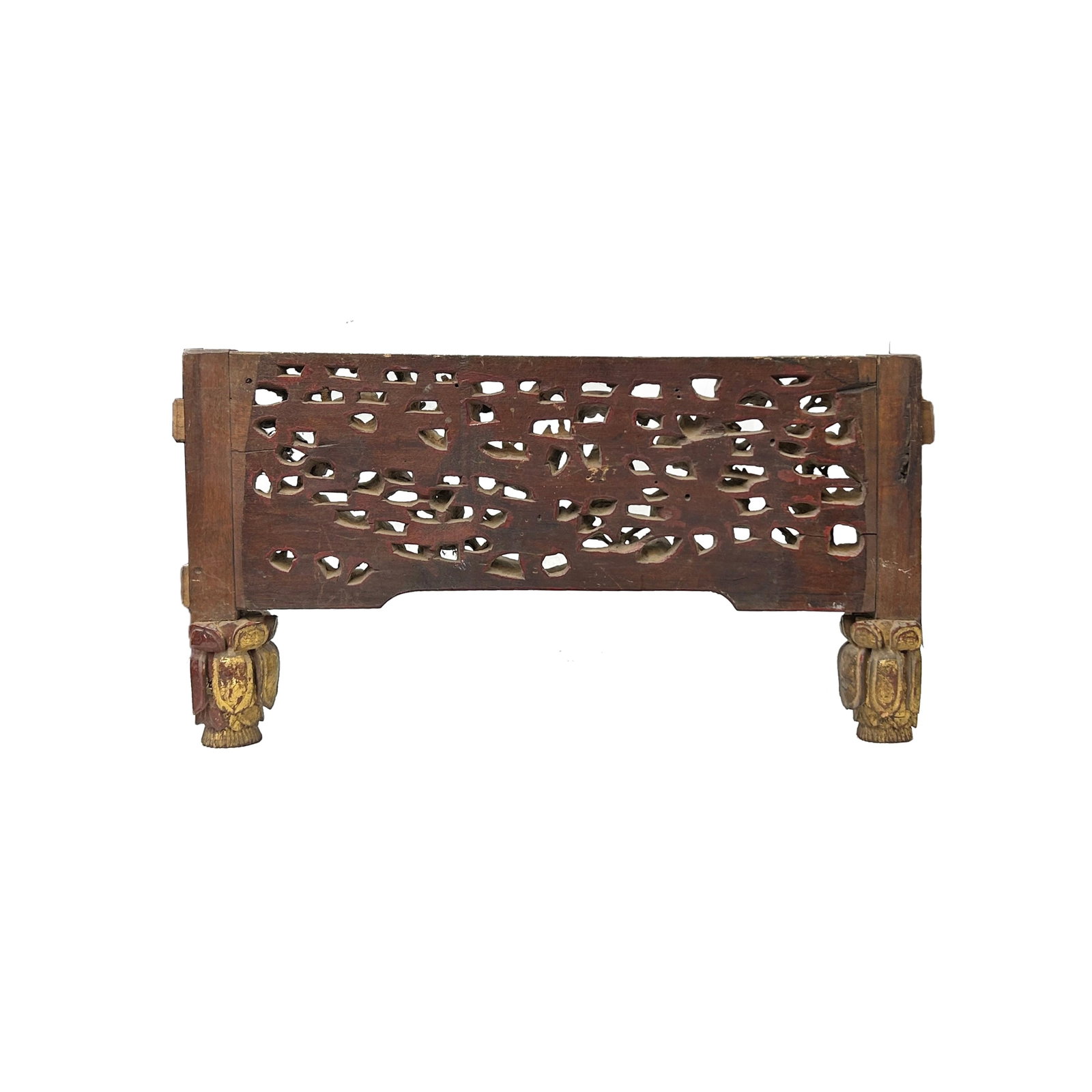 Chinese Vintage Wood Golden Relief Carving Wall Hanging Art Plaque - 3