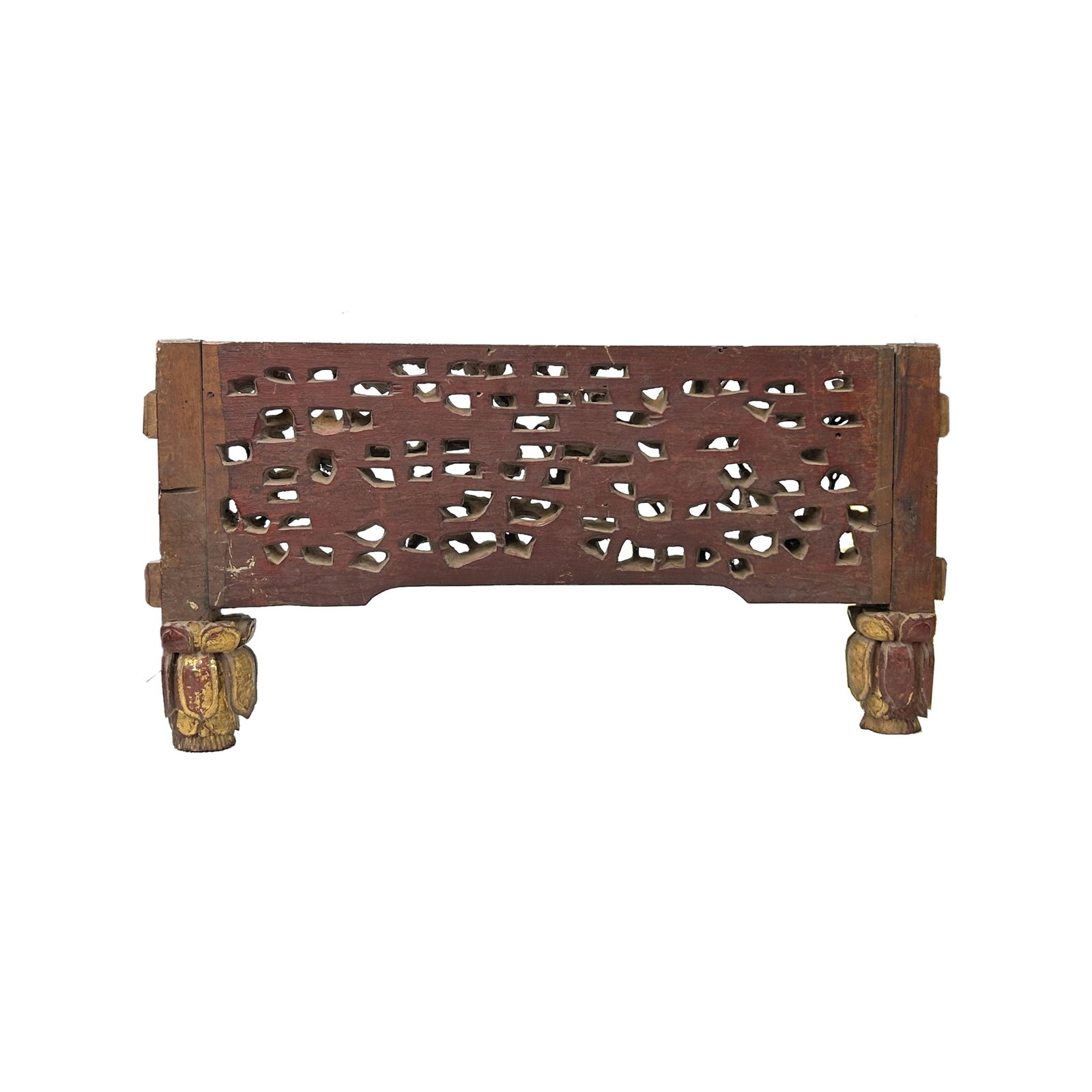 Chinese Vintage Wood Golden Relief Carving Wall Hanging Art Plaque - 5
