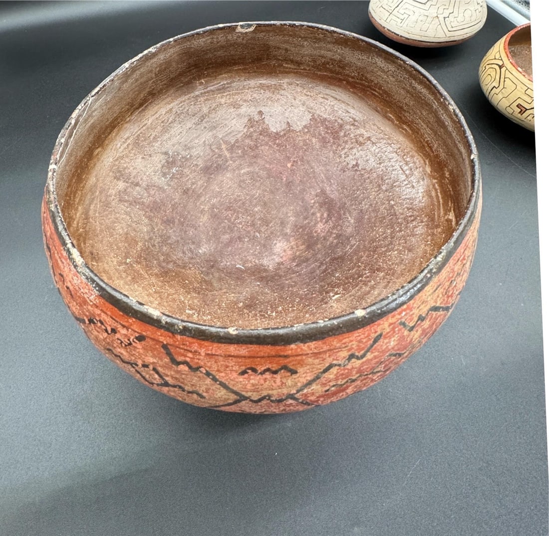 Peruvian Shapido Conido Style Polychrome Red Clay Pottery Vessel - 10