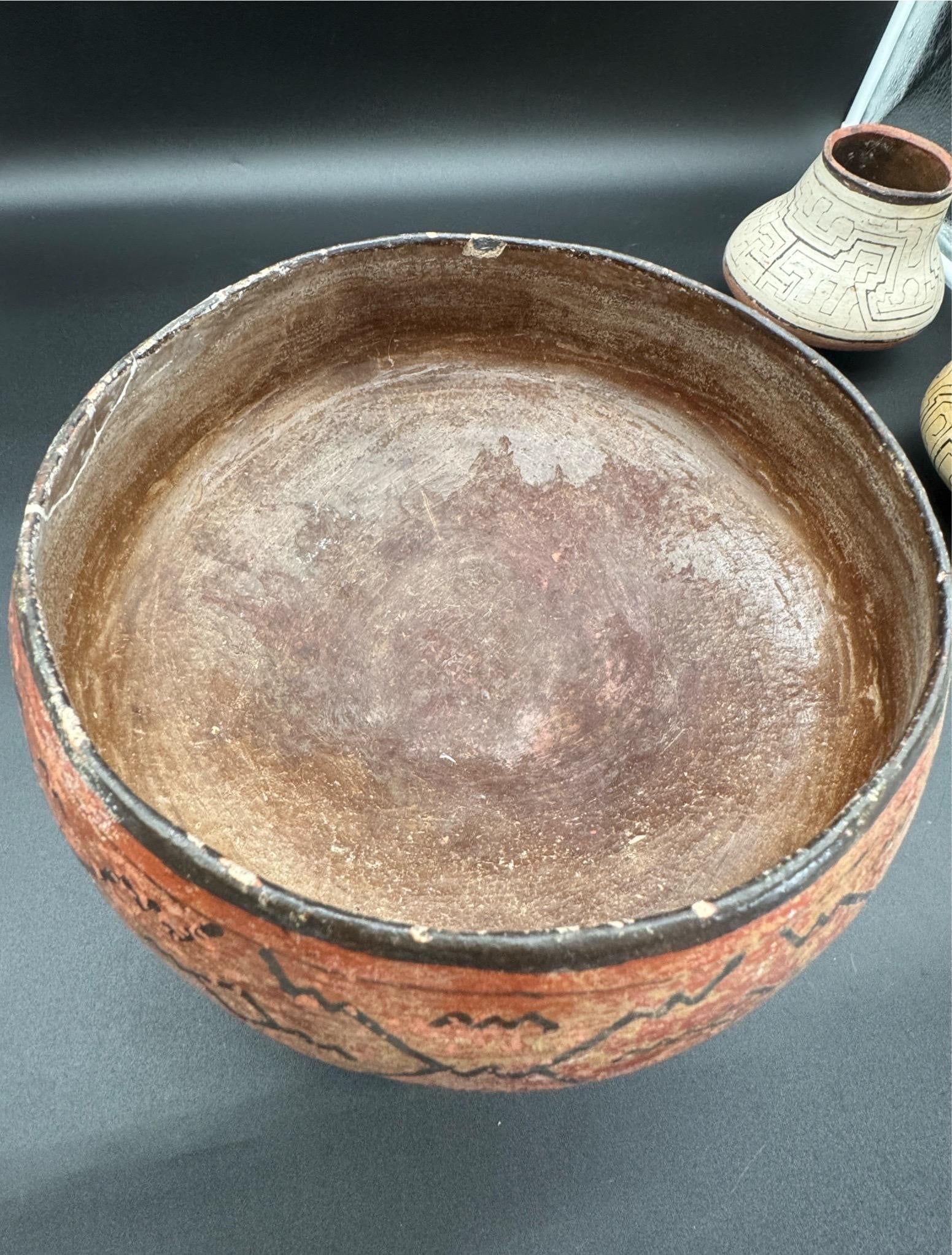 Peruvian Shapido Conido Style Polychrome Red Clay Pottery Vessel - 8