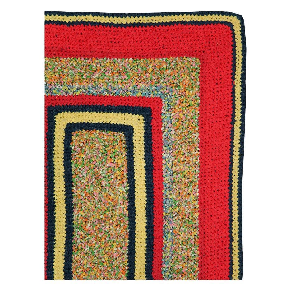 Galerie Shabab Collection Mid-20th Century Handmade American Rag Throw Rug - 3