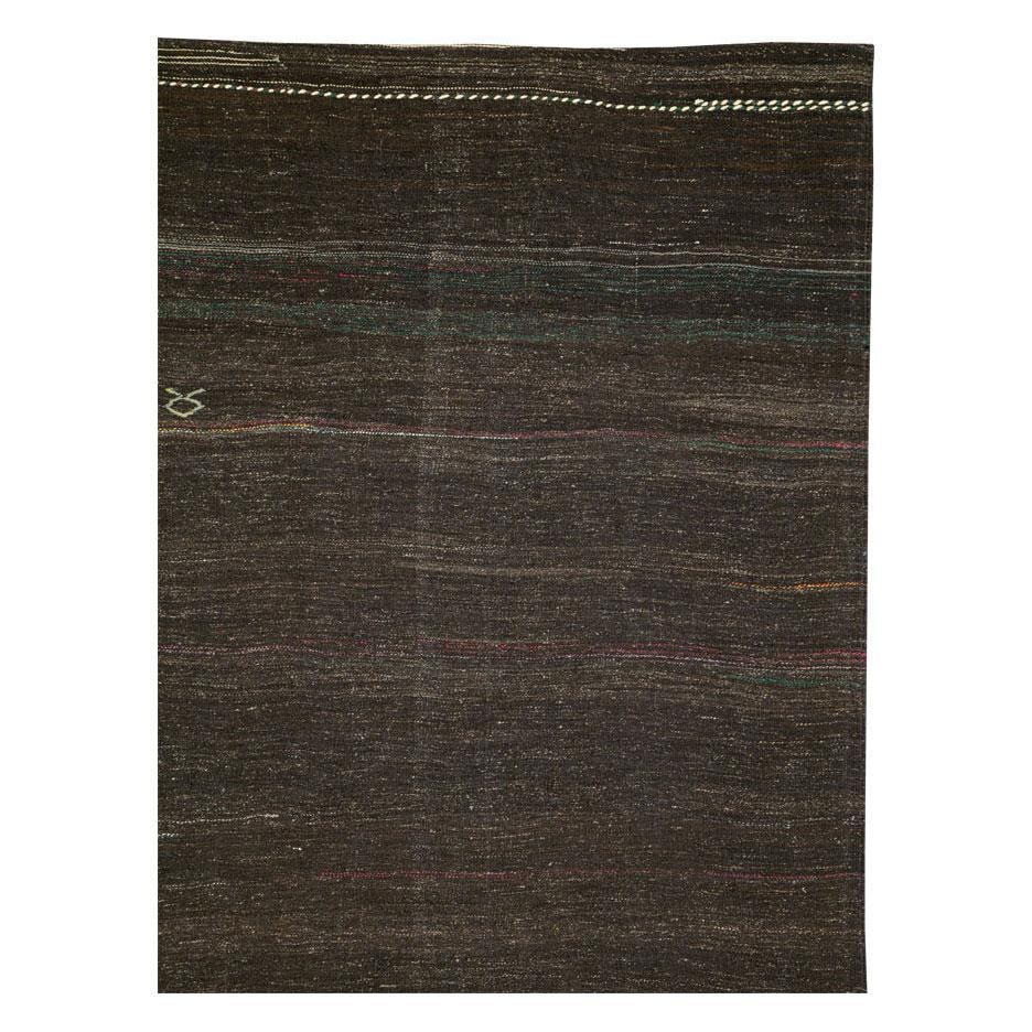 Galerie Shabab Collection Mid-20th Century Handmade Turkish Tribal Flat-Weave Accent Rug in Brown - 4