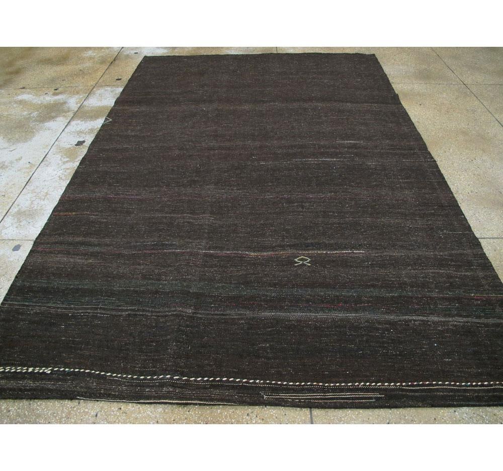 Galerie Shabab Collection Mid-20th Century Handmade Turkish Tribal Flat-Weave Accent Rug in Brown - 5