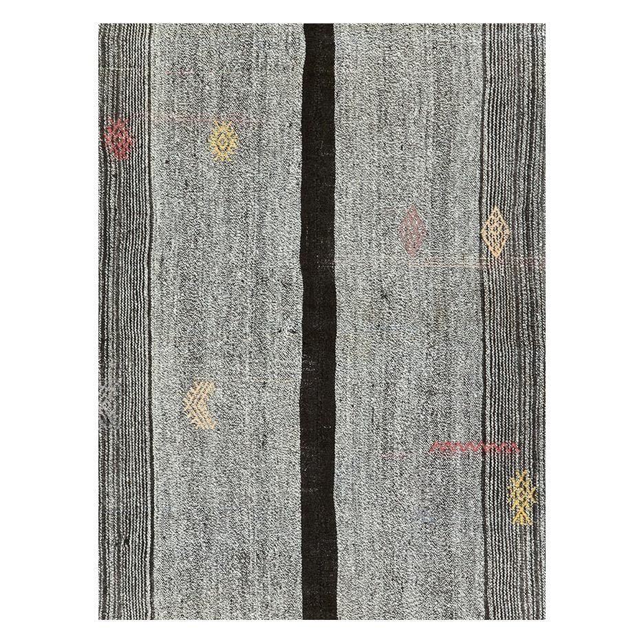 Mid-20th Century Handmade Turkish Flatweave Kilim Accent Rug - 2