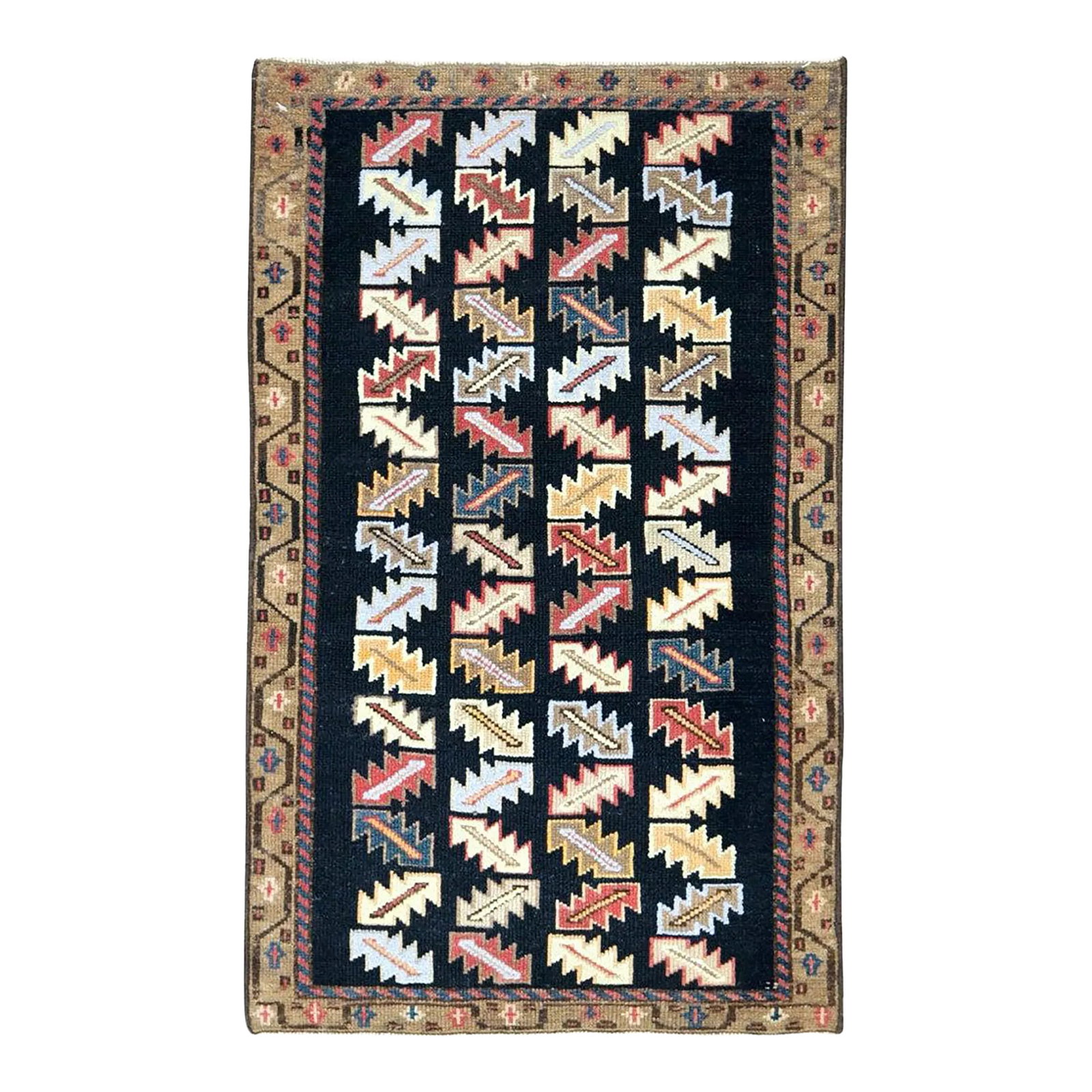 Galerie Shabab Collection Mid-20th Century Handmade Persian Hamadan Small Throw Rug: A vintage Persian Hamadan small throw rug handmade during the mid-20th century. Measures: 2' 0" x 3' 1". Condition: Alterations: Original Condition Unaltered Imperfections: Some Imperfections