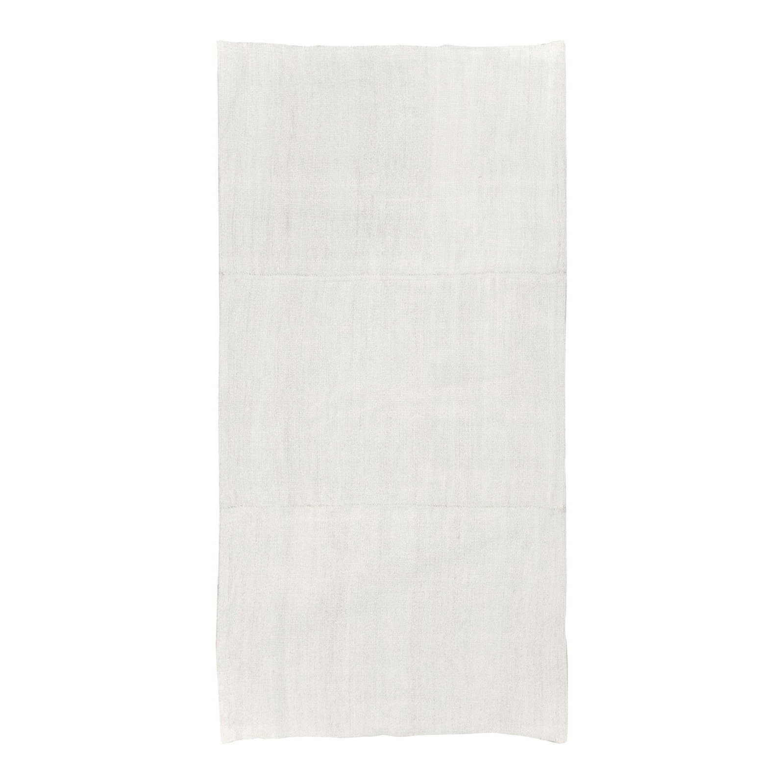 Galerie Shabab Collection Mid-20th Century Handmade Turkish Hemp Flatweave Kilim Throw Rug in White: A vintage Turkish flatweave Kilim throw rug handmade during the mid-20th century in white. Measures: 3' 0" x 5' 11" Condition: Alterations: Original Condition Unaltered Imperfections: Some