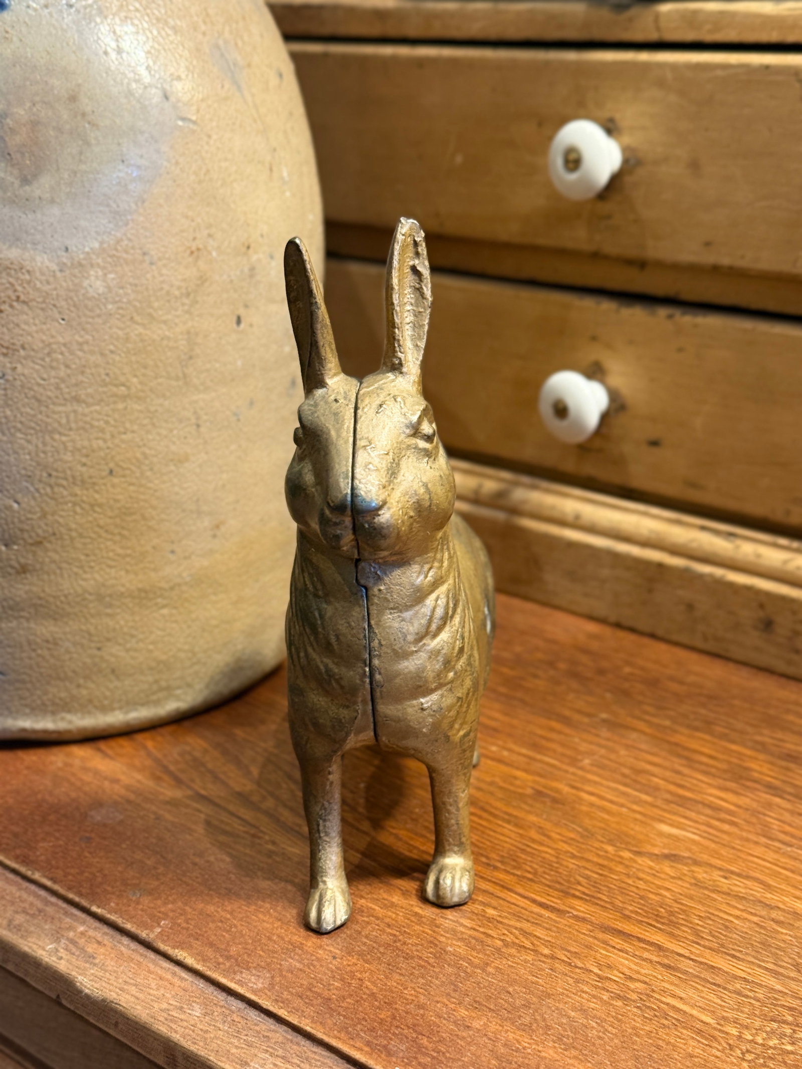 Vintage a.c. Williams Cast Iron Standing Rabbit Still Bank c.1900 - 2