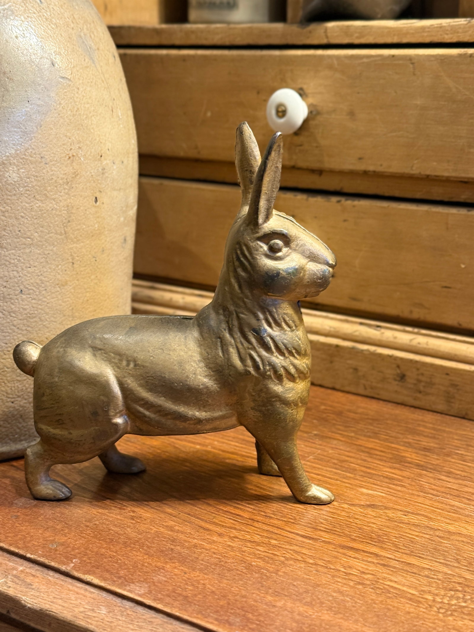 Vintage a.c. Williams Cast Iron Standing Rabbit Still Bank c.1900 - 3
