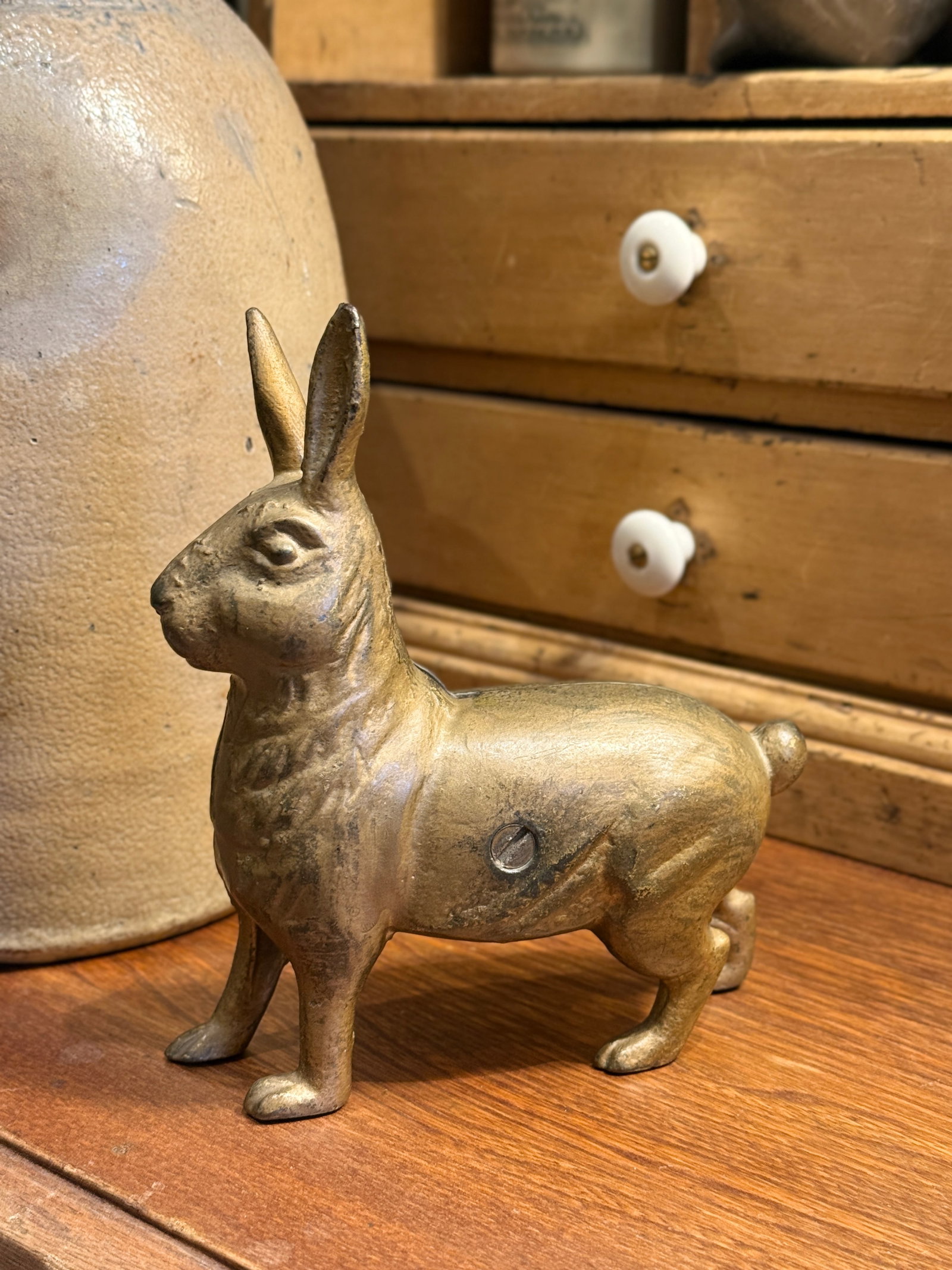 Vintage a.c. Williams Cast Iron Standing Rabbit Still Bank c.1900 - 4