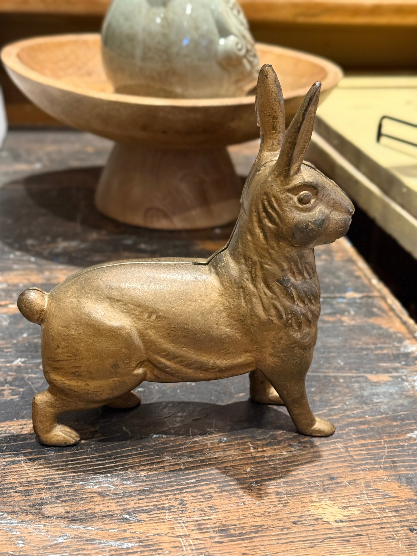 Vintage a.c. Williams Cast Iron Standing Rabbit Still Bank c.1900 - 9