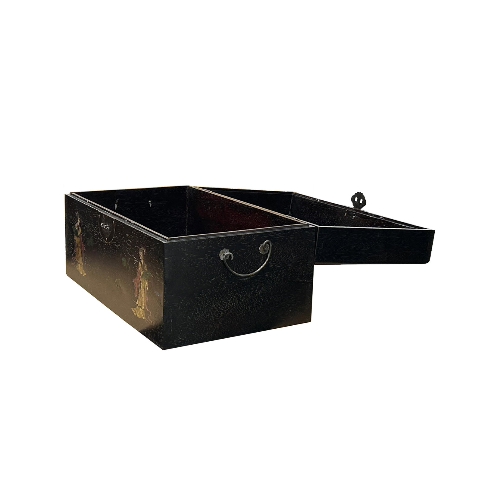 Oriental Mother of Pearl Dark Brown Wood Small Trunk Chest Box - 2