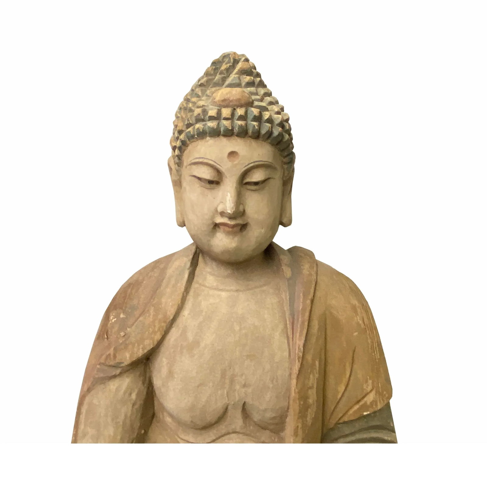 Large Chinese Rustic Wood Sitting Meditation Buddha Statue - 3