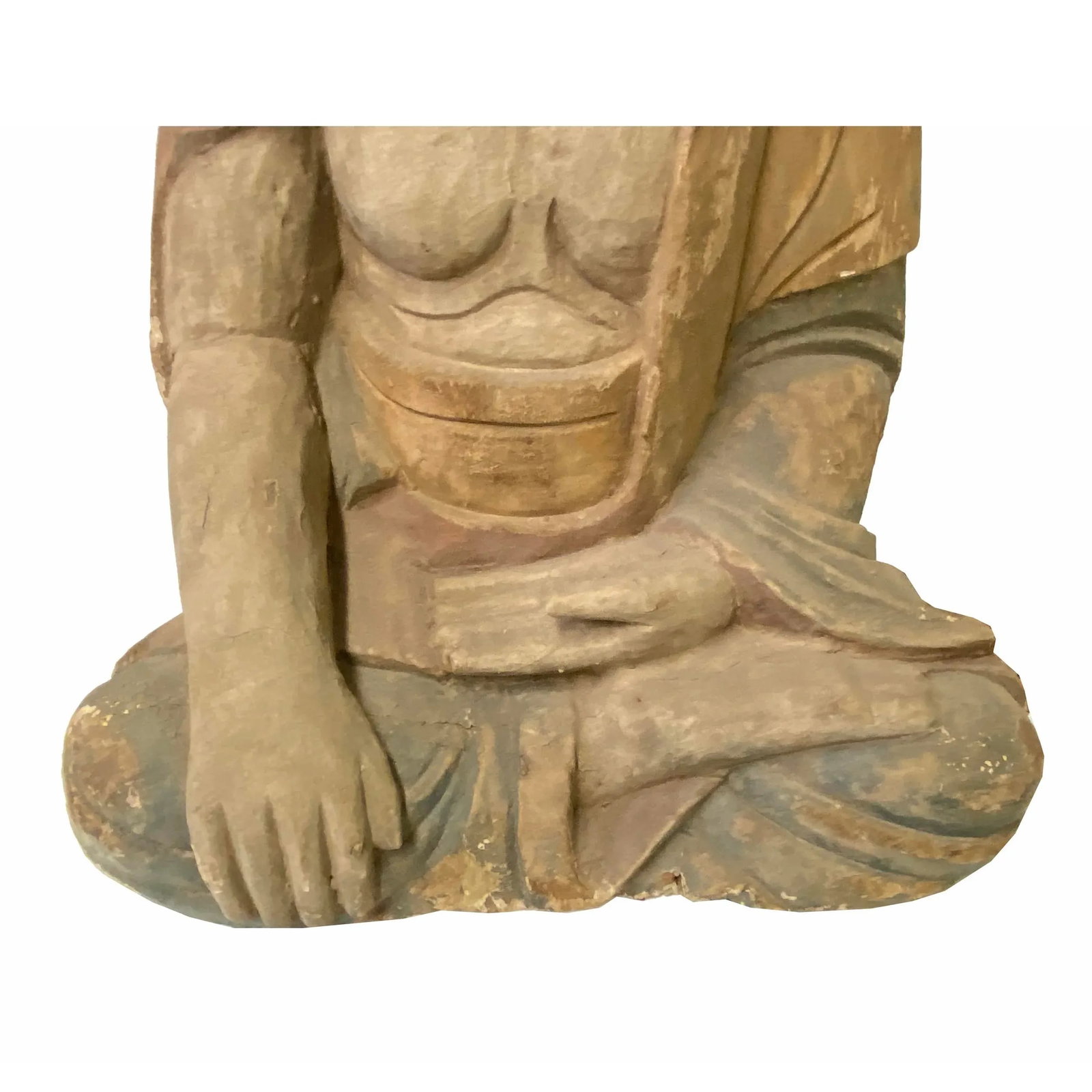 Large Chinese Rustic Wood Sitting Meditation Buddha Statue - 4