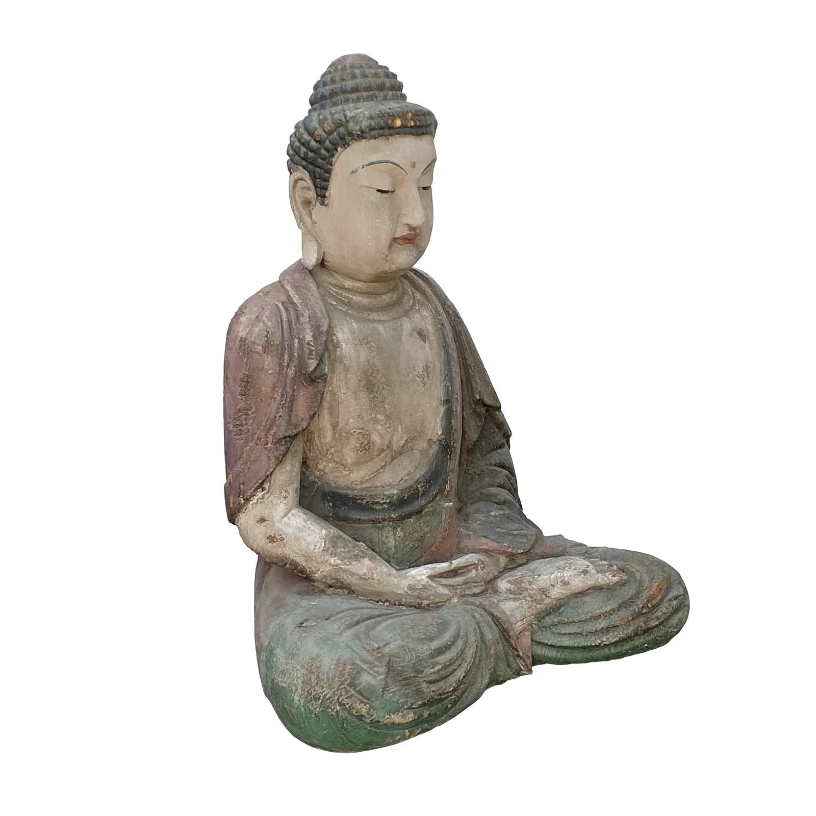 Large Chinese Rustic Wood Sitting Meditation Shakyamuni Buddha Statue - 3
