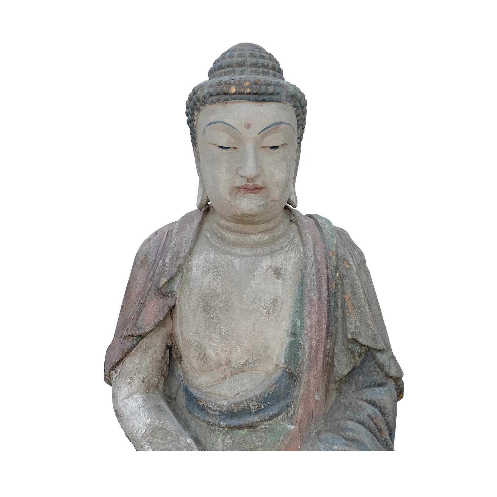 Large Chinese Rustic Wood Sitting Meditation Shakyamuni Buddha Statue - 5