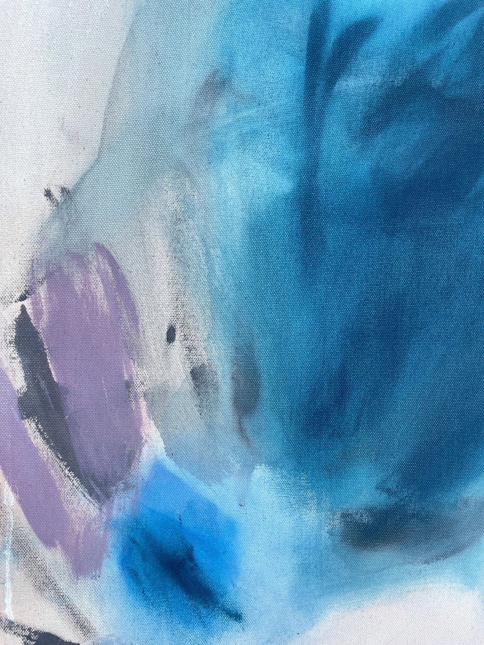 Half-Past Six Large Lyrical Abstraction Painting in Blush, Slate Blue & Deep Teal by Stacey Warnix - 6