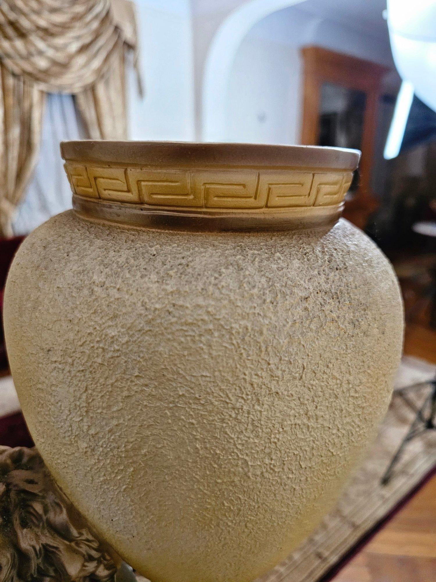 1950s Spectacular Large Chalkware Figurine With Vase on Pedestal. - 10