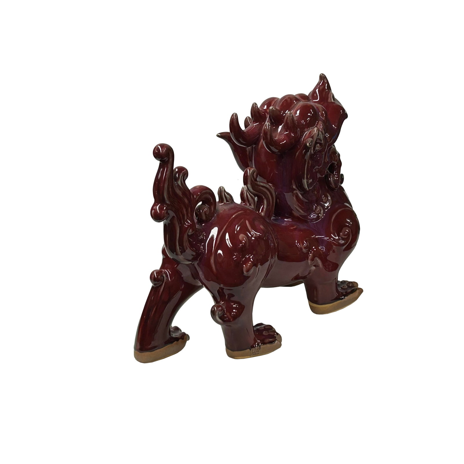 Chinese Artistic Purple Red Oxblood Color Glaze Ceramic Fengshui Pixiu Figure - 3