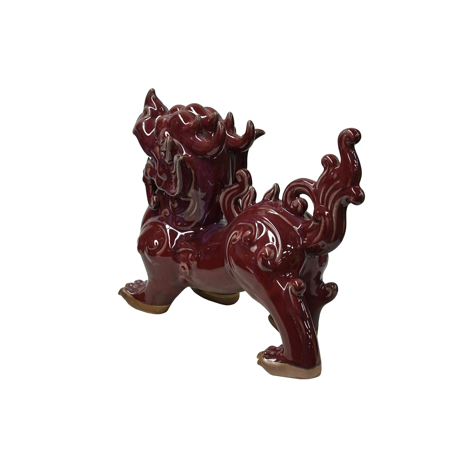Chinese Artistic Purple Red Oxblood Color Glaze Ceramic Fengshui Pixiu Figure - 4
