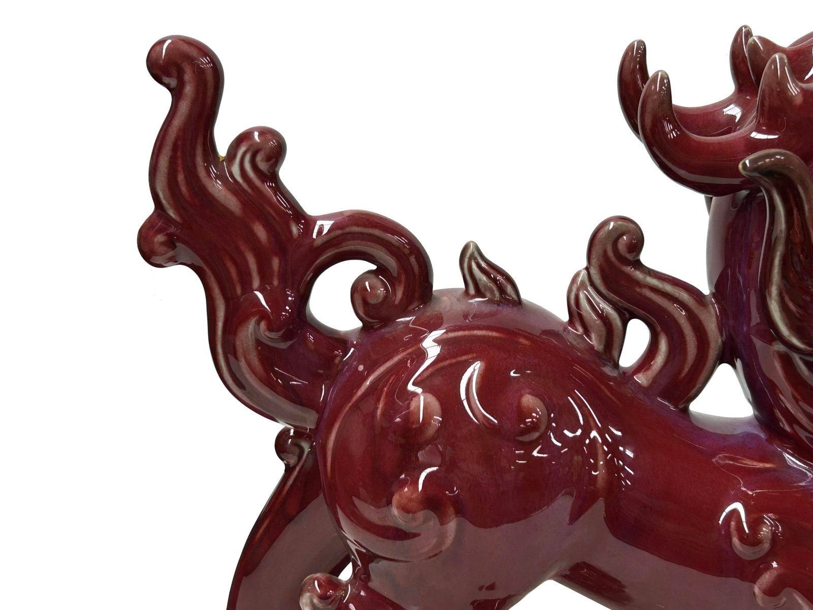 Chinese Artistic Purple Red Oxblood Color Glaze Ceramic Fengshui Pixiu Figure - 8