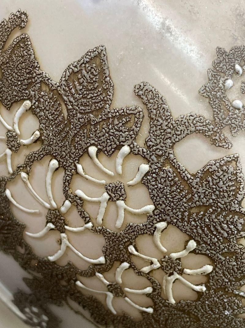 Vintage Italian Capodimonte Floral Relief Table Lamps - Pair - 8