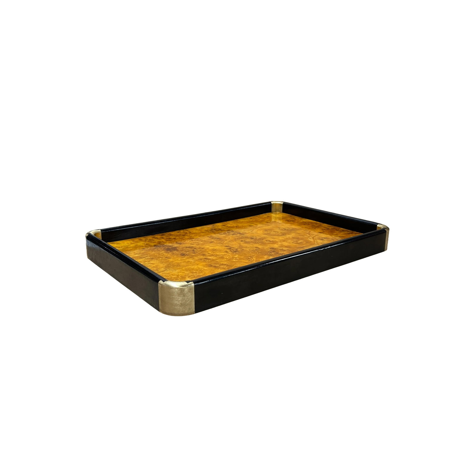 Chinoiseries Golden Brown Burl Rectangular Wood Accent Tray - 2