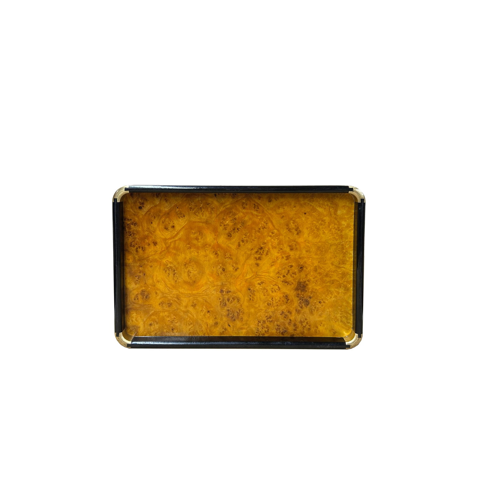 Chinoiseries Golden Brown Burl Rectangular Wood Accent Tray - 4
