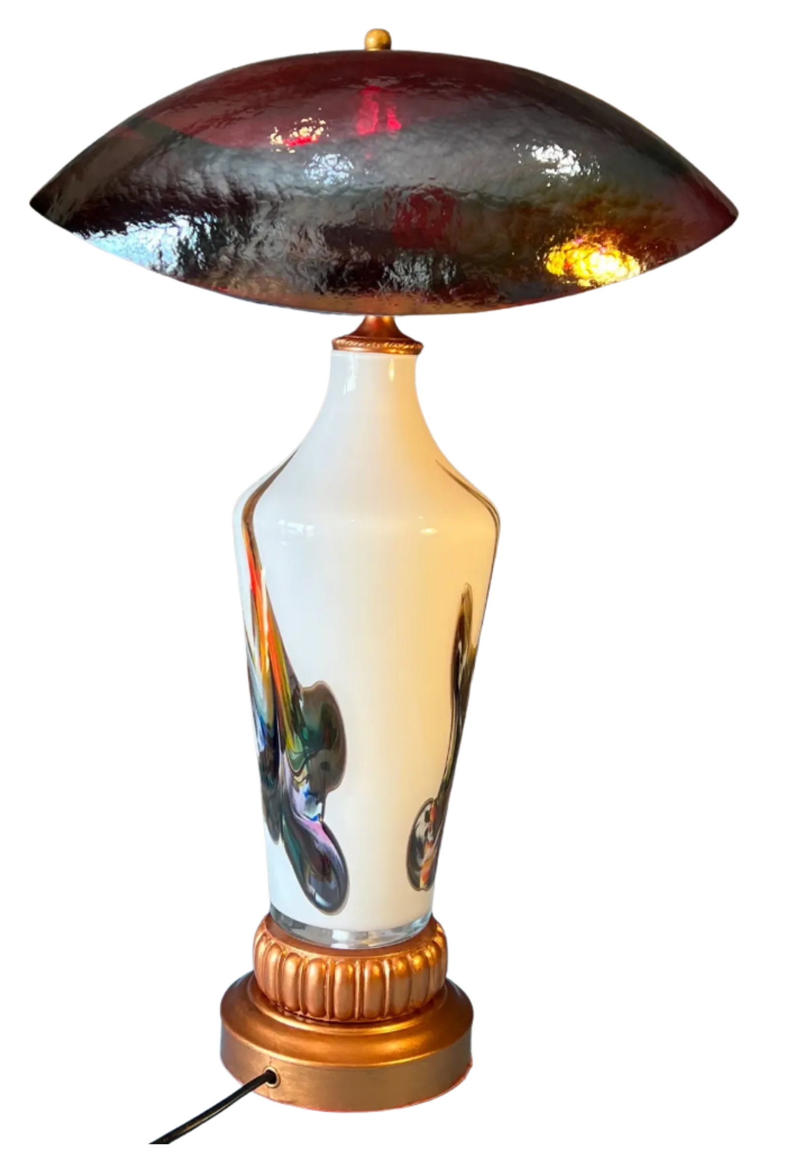 Murano Oval Art Glass Wine Colored Mushroom Abstract Table Lamp - 15
