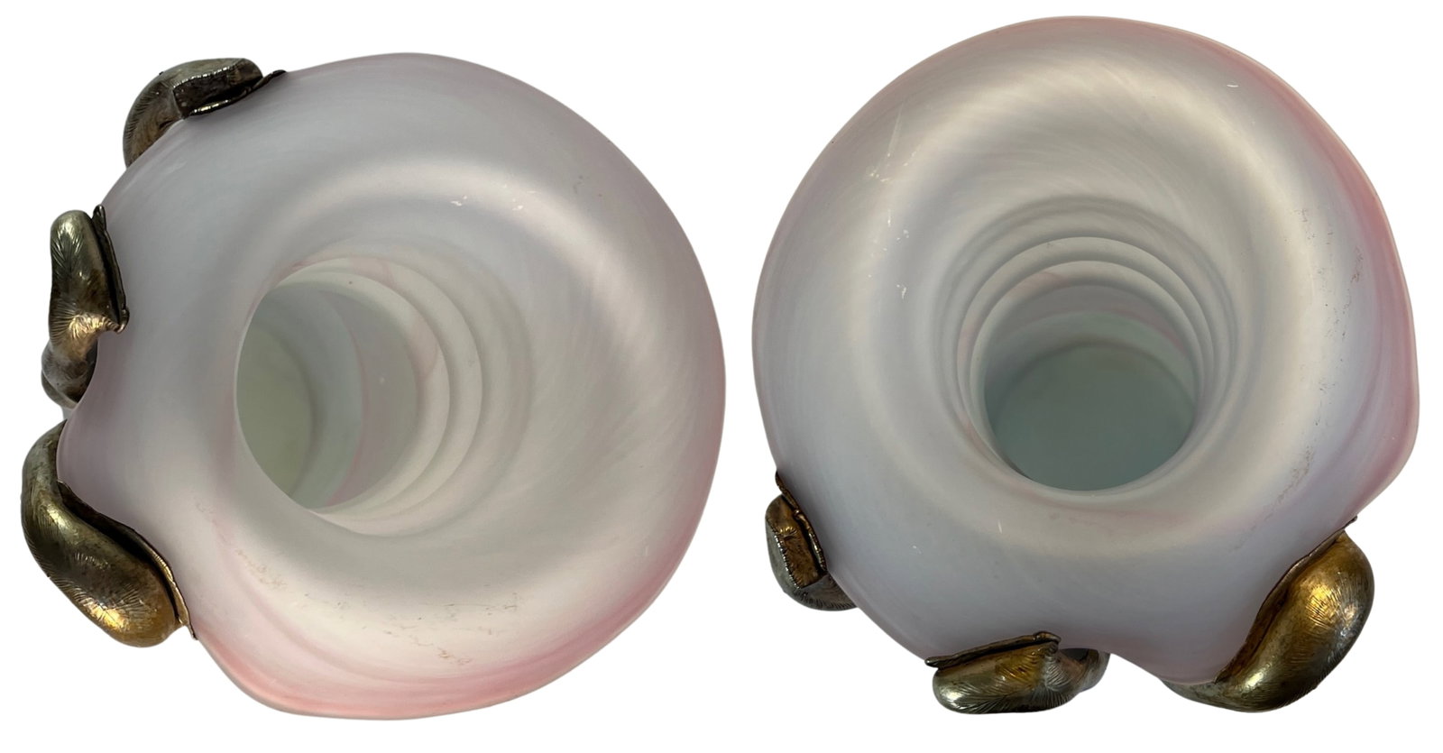 Art Glass Pink Satin and Abstract Metal Looped Vase by Artist Vasile Tubi VÄƒdan - 18
