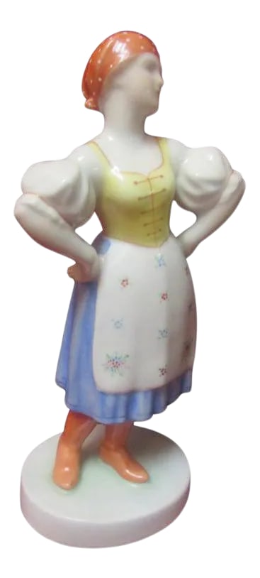 Herend Porcelain Hungarian Vintage Folk Peasant Figurine: The Herend Porcelain Manufactory is a Hungarian manufacturing company specializing in luxury hand painted and gilded porcelain. Founded in 1826, it is based in the town of Herend near the city of Vesz