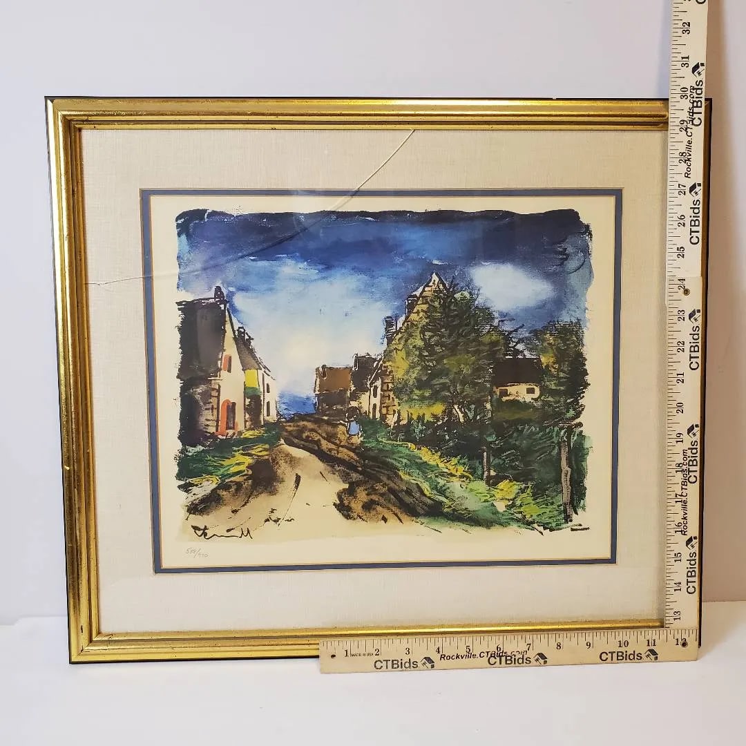 Mid 20th Century Pair of Maurice De Vlaminck Limited Edition Village Road Prints "” Framed, - 2