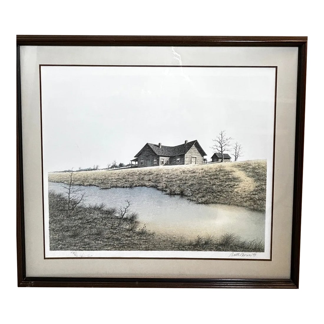 Butler Brown Hand-Signed & Remarqued Original Lithograph, the Old Georgia Farmhouse (1977), Franklin: A rare, collector-grade example of Butler Brown's The Old Georgia Farmhouse (1977), issued exclusively by The Franklin Mint Gallery of Fine Art. This original lithograph is hand-signed and remarqued b