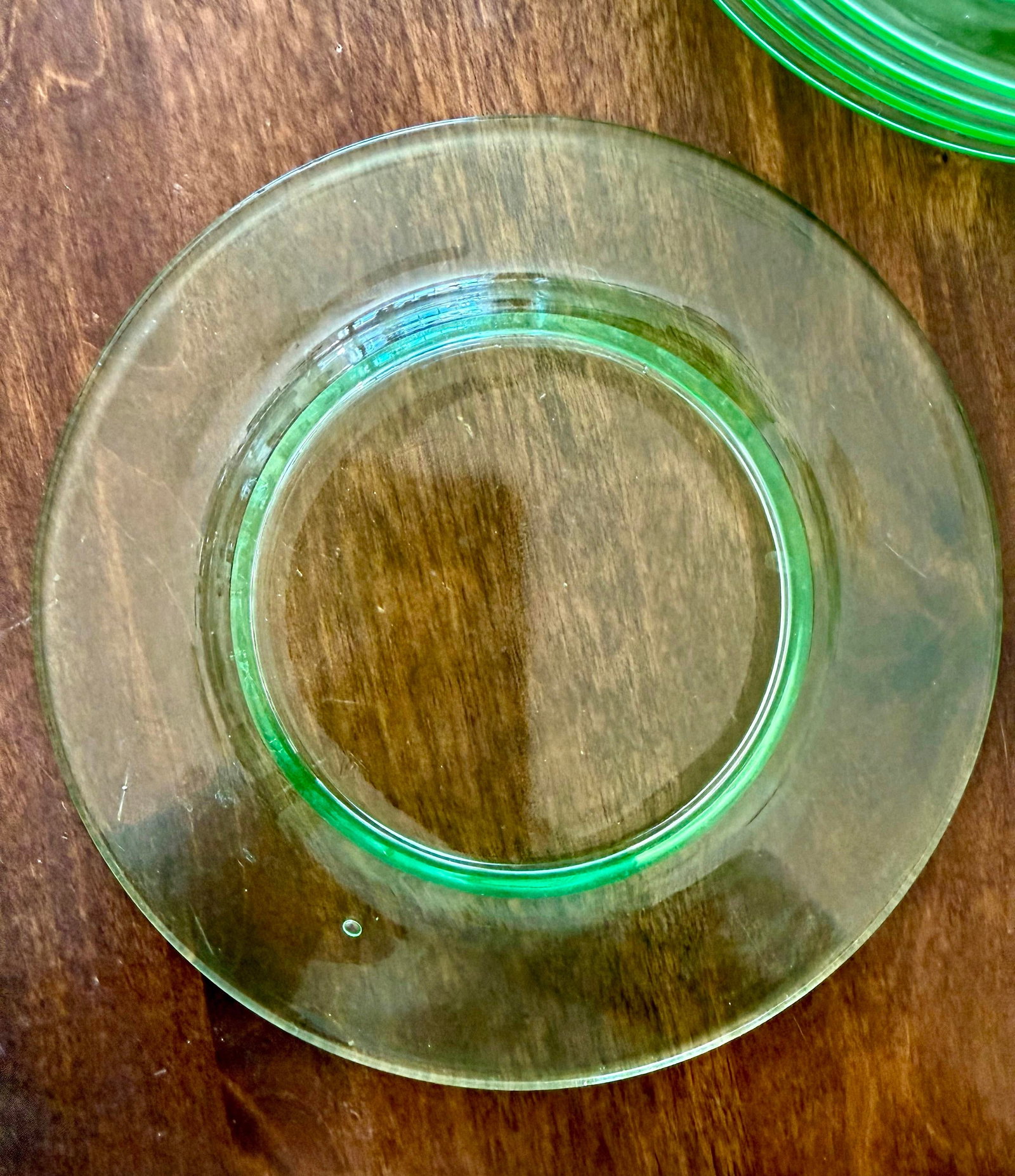 Fostoria Pioneer Vaseline Glass Salad Plates - 3