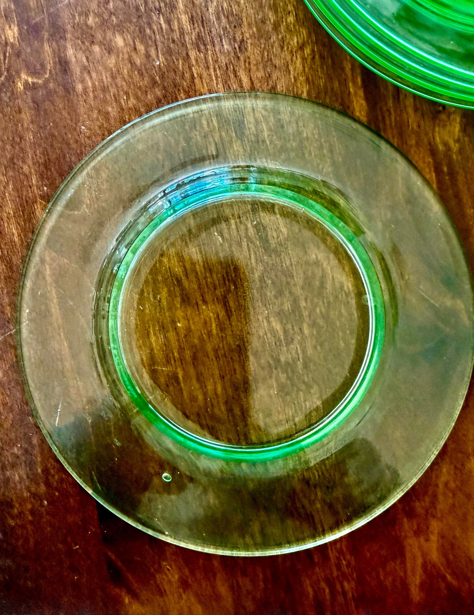 Fostoria Pioneer Vaseline Glass Salad Plates - 5